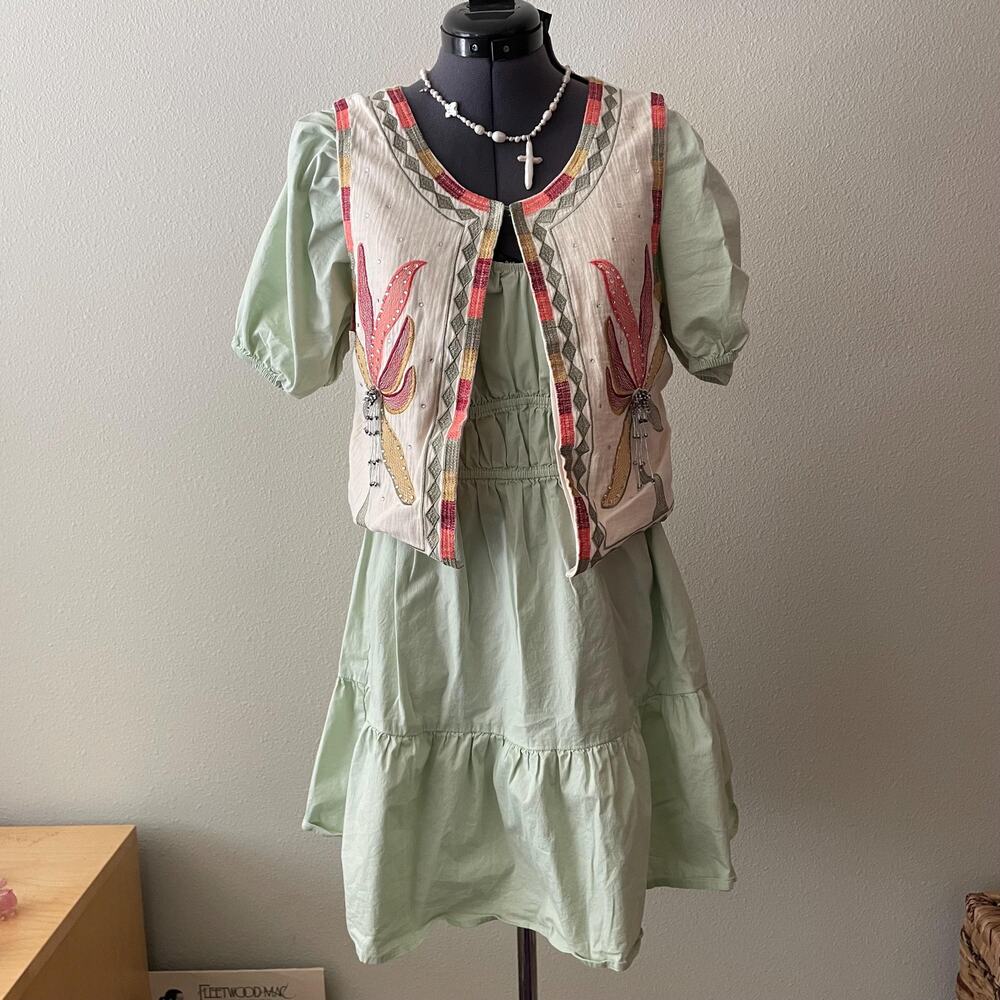 Boho Embroidered Vest fairy cottage coastal cowgirl festival | size M/L - Picture 2 of 11